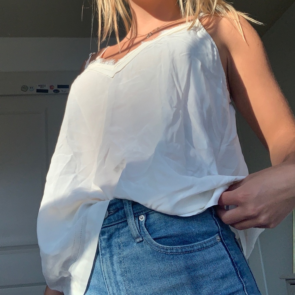 White lace and linen top